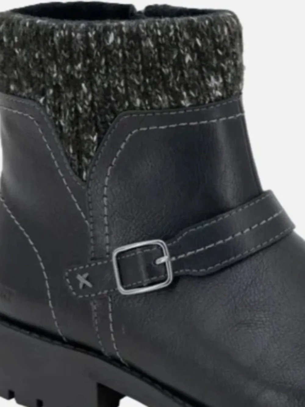 New JSport Violet Boots Women's Black Zip Knit Cuff Memory Foam Ankle Bootie